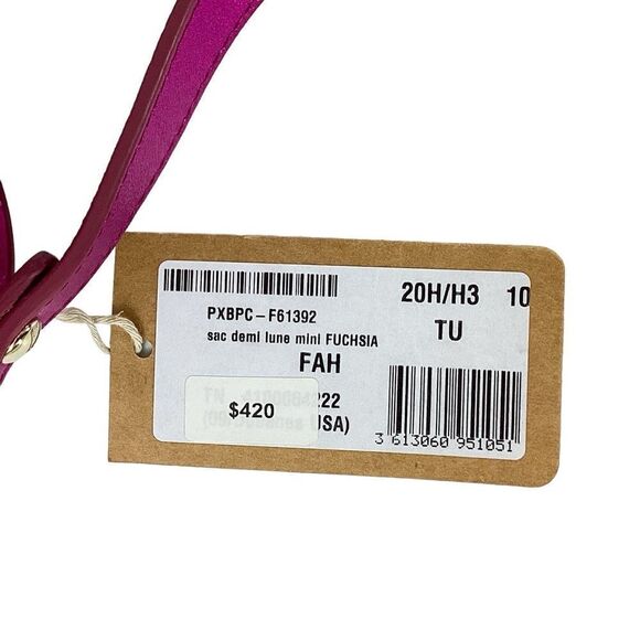 A.P.C Demi Lune Mini Bag Fuchsia Crossbody Purse Metallic Pink Leather - Picture 5 of 14